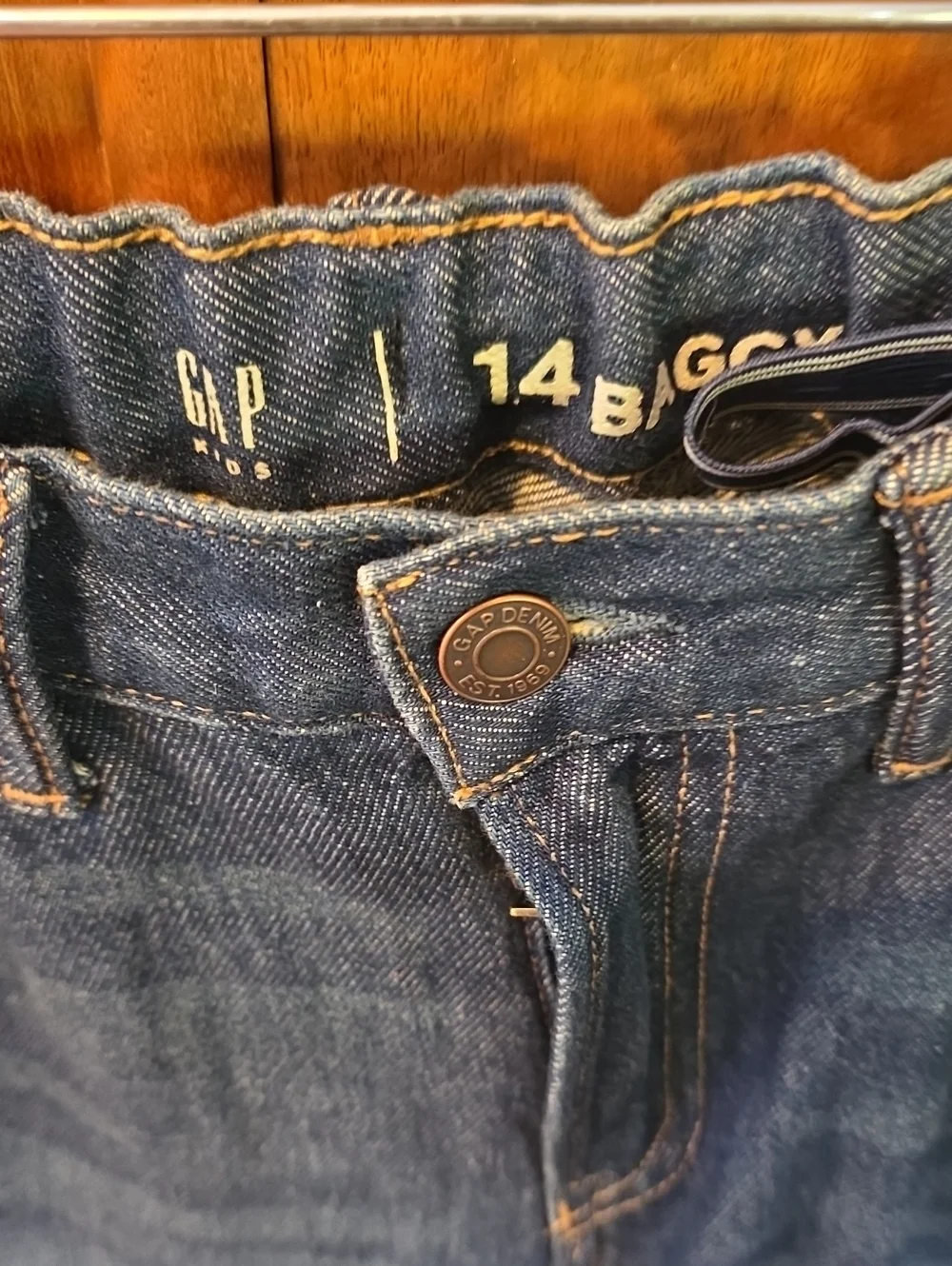 GAP Kids Dark Blue Relaxed Jeans - Straight Relaxed Fit, Elestic Waist